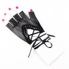 European and American ribbon cross short gloves