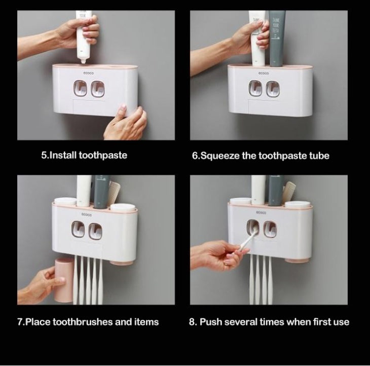 Toothbrush holder set wall mounted family – easy disassemble clean parts