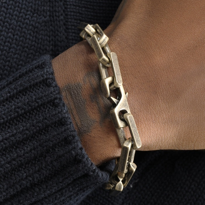 European And American Hip-hop Street Thick Antique Bronze Titanium Steel Bracelet