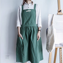 Cotton kitchen apron for home cooking – sleeveless anti-stain front view