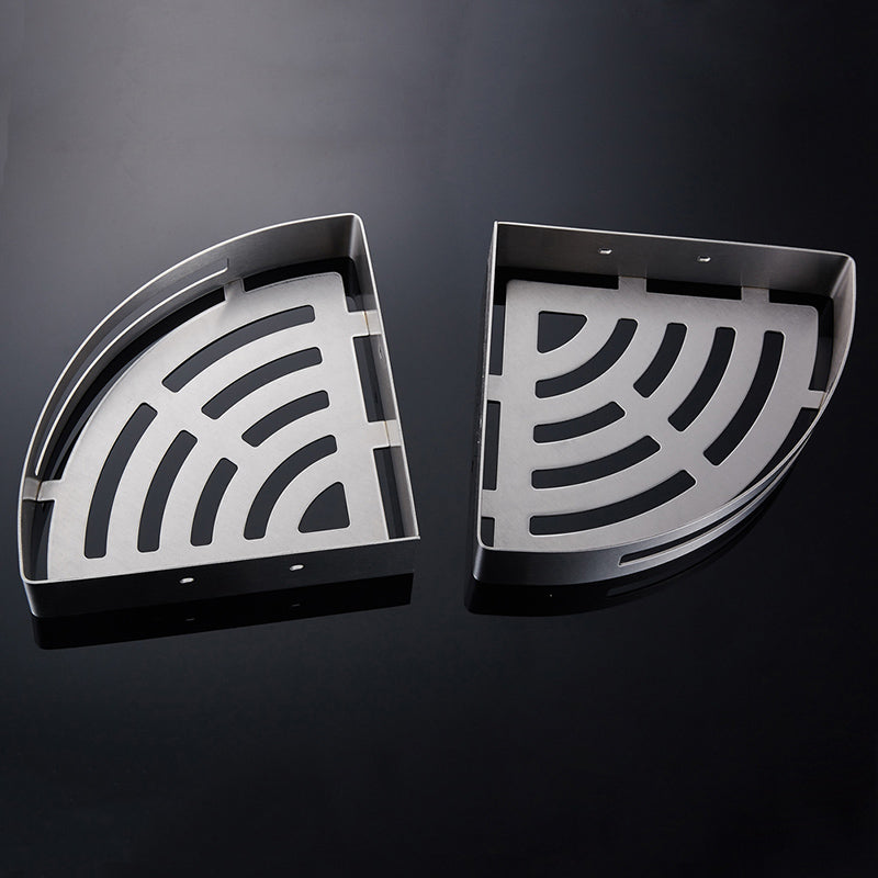 Stainless steel bathroom corner shelf – silver double layer variant detail