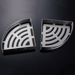 Stainless steel bathroom corner shelf – silver double layer variant detail