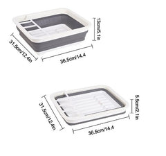Folding kitchen dish drying rack – grey color 36.5x31.5x13cm size detail