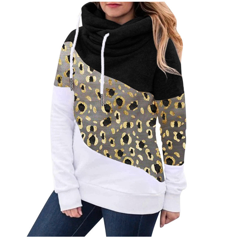 Fleece Ladies Fashion Contrast Stitching Hooded Sweater