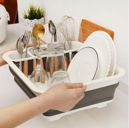 Folding kitchen dish drying rack – eco-friendly non-toxic PP TPR material
