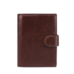 Crazy horse leather wallet for men – sewing thread retro style close-up