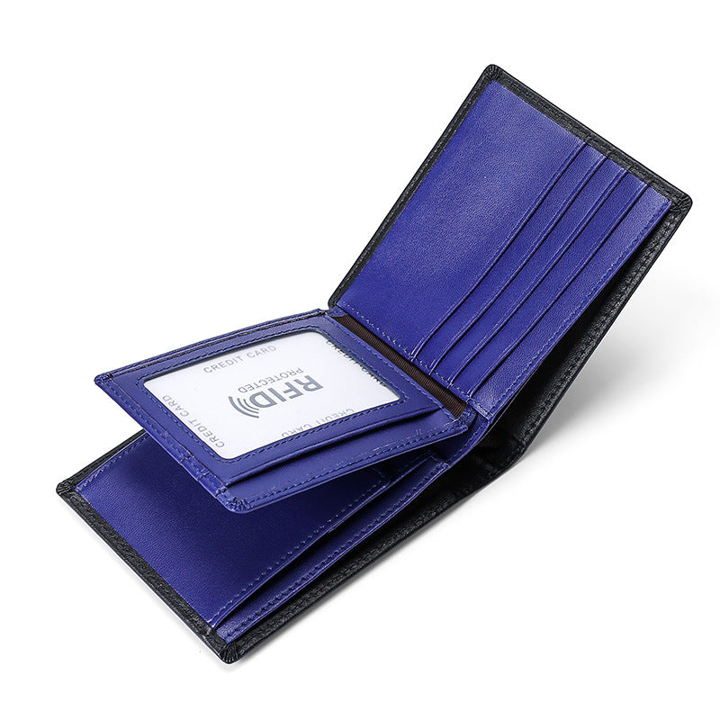 RFID leather wallet for men – polyester lining interior view