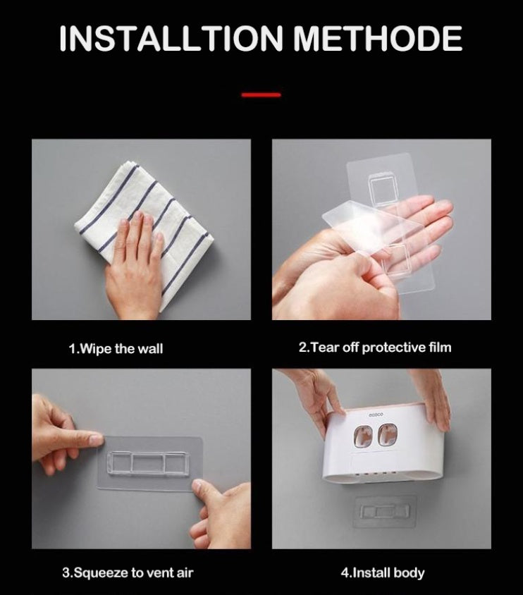 Toothbrush holder set wall mounted family – no nail no drill wall mount