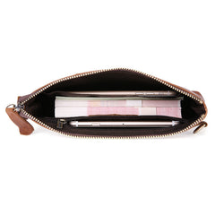 Men's clutch long wallet – genuine leather slim clutch side profile