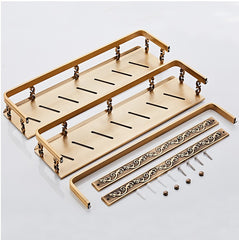 European bathroom shelf space aluminum wall – double layer rack with pole