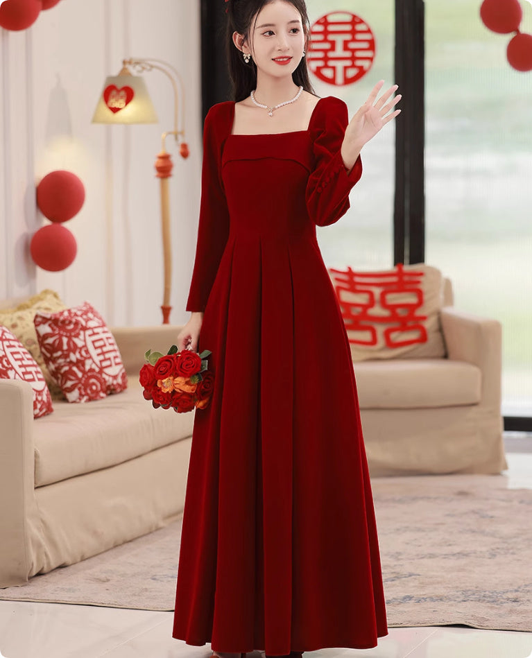 Velvet Toast Dress Simple And Elegant Long Sleeve Engagement Dress