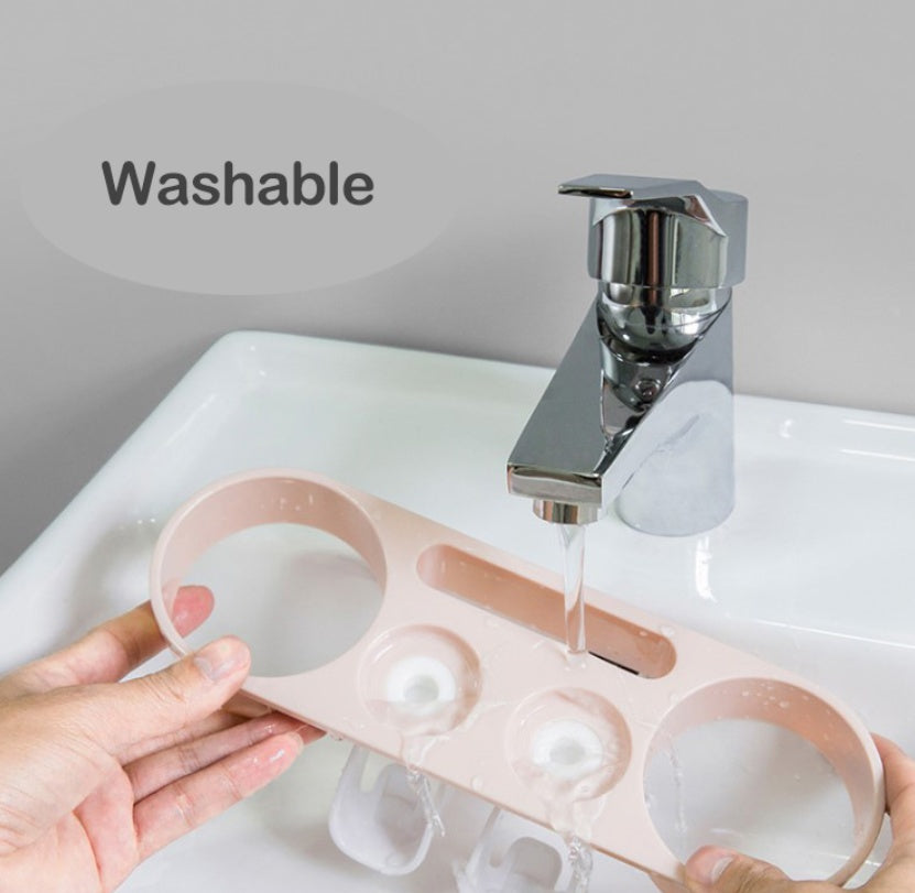 Toothbrush holder set wall mounted family – toothpaste mouthwash storage