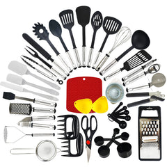 Nylon kitchen utensils set 44 piece – non-stick spatula spoon kit front view