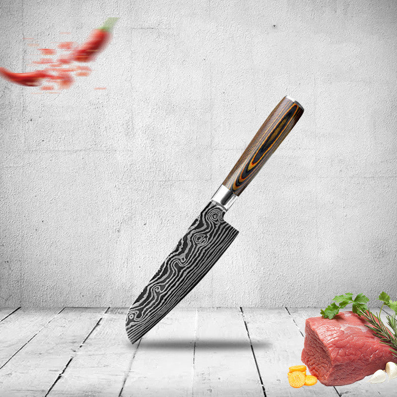 Laser pattern chef knife stainless steel – Pick N Drop kitchen gift USA Europe