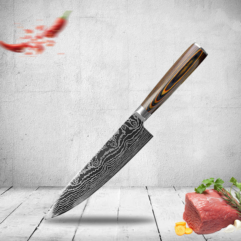 Laser pattern chef knife stainless steel – modern simple kitchen style