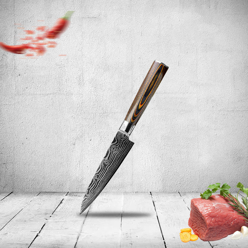 Laser pattern chef knife stainless steel – laser engraved blade detail