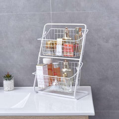 Multilayer kitchen storage rack – 2 individual baskets vertical space