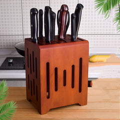 Wall mounted kitchen knife holder – ventilated rubber wood block front view