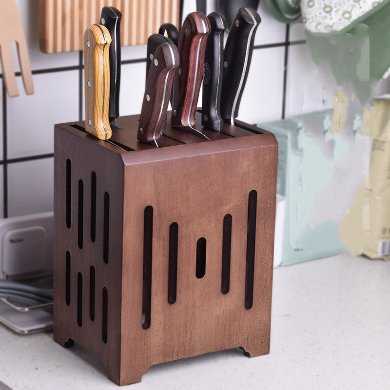 Wall mounted kitchen knife holder – walnut rosewood color options detail