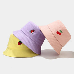 New Fruit Pattern Embroidery Fisherman Hat Women