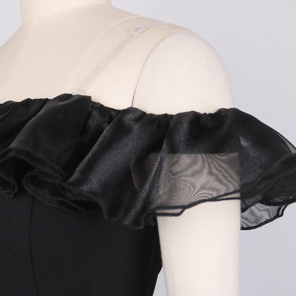 Sexy One-Shoulder, Wooden Ears, High-Waisted Slit, Large Size, Buttocks, Women'S Dress