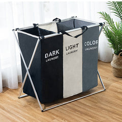 Collapsible laundry hamper Oxford cloth – double grid black beige option A