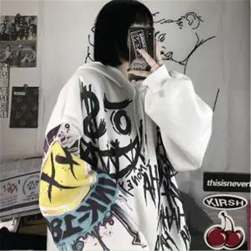 Printed Hooded Sweater Student Korean Style Loose