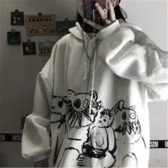 Printed Hooded Sweater Student Korean Style Loose