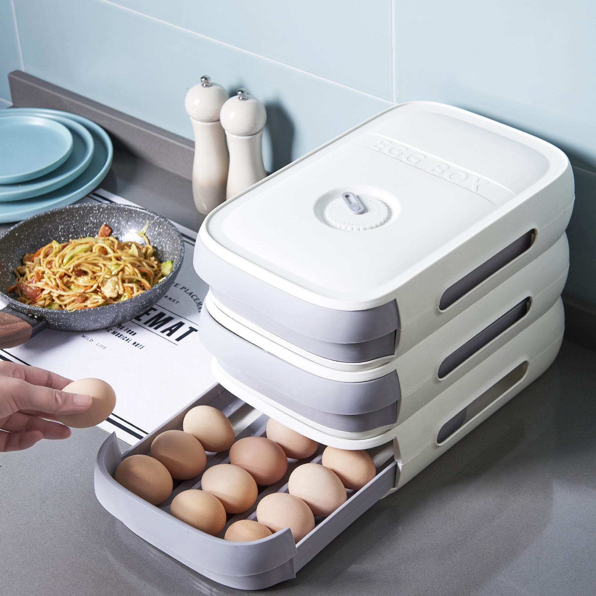 Refrigerator Egg Storage Box Stackable Drawer Organizer