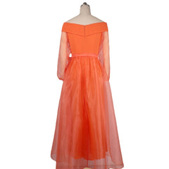 Sexy Off-The-Shoulder High-Waisted Large Size With Belt Casual Big Swing Dress Women'S Dress Dress