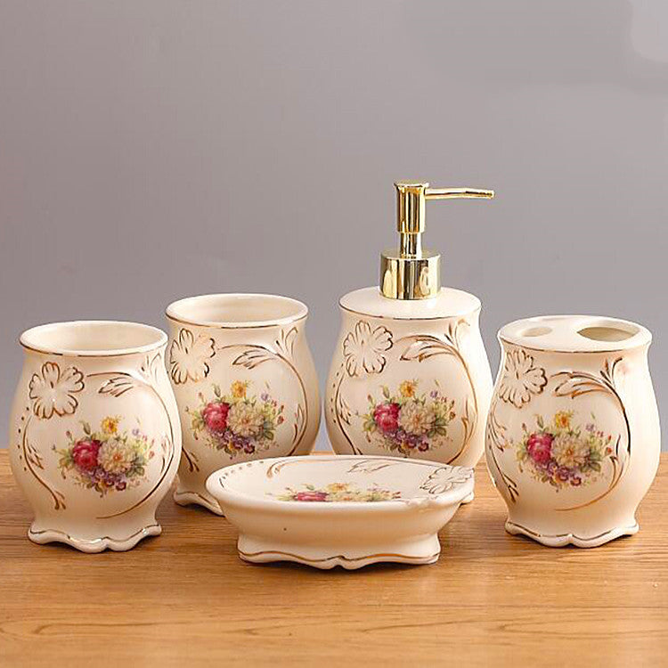 Ceramic bathroom set 5 piece European style – high temperature ceramic detail