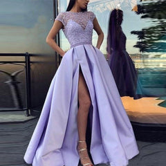 Sexy Lace Beaded Slit Long Dress