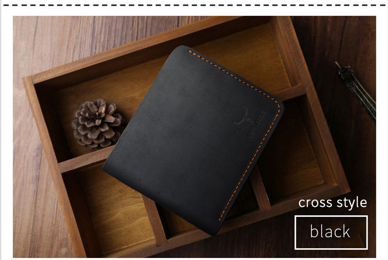 Retro short wallet for men – horizontal format pocket-friendly size