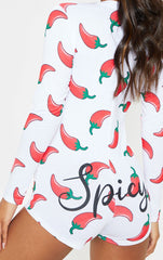 Chili print sexy jumpsuit