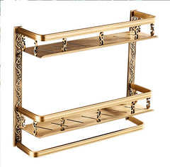 European bathroom shelf space aluminum wall – single double layer front view