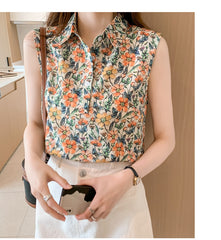 Sleeveless Vest Floral Chiffon Blouse Women's Summer Inner Blouse