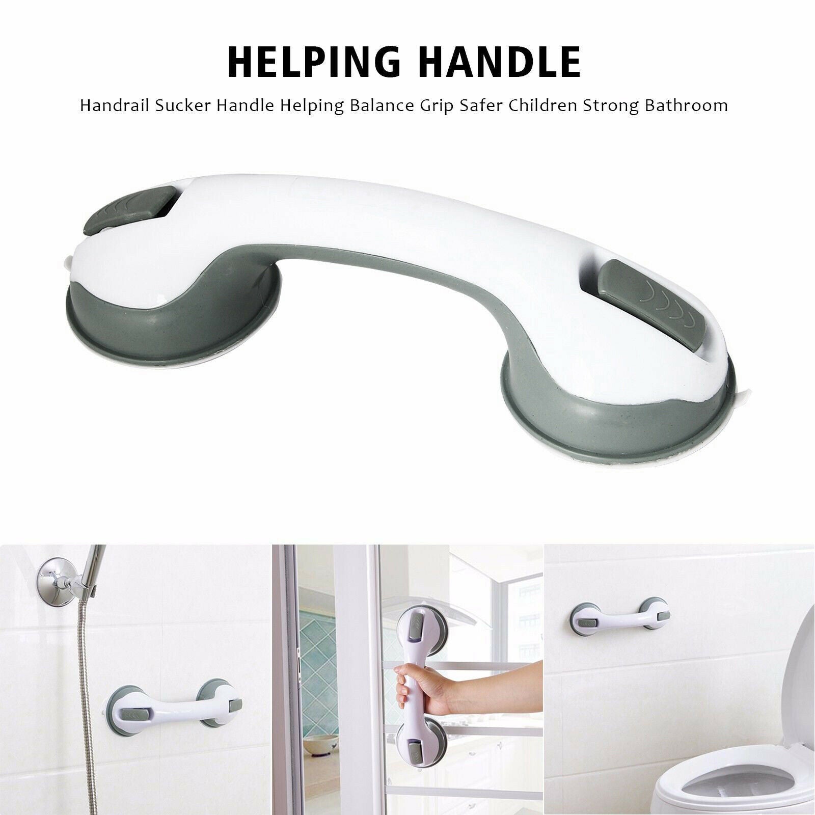 Bathroom suction grab bar safety handle – ribbed grip anti-slip handle detail