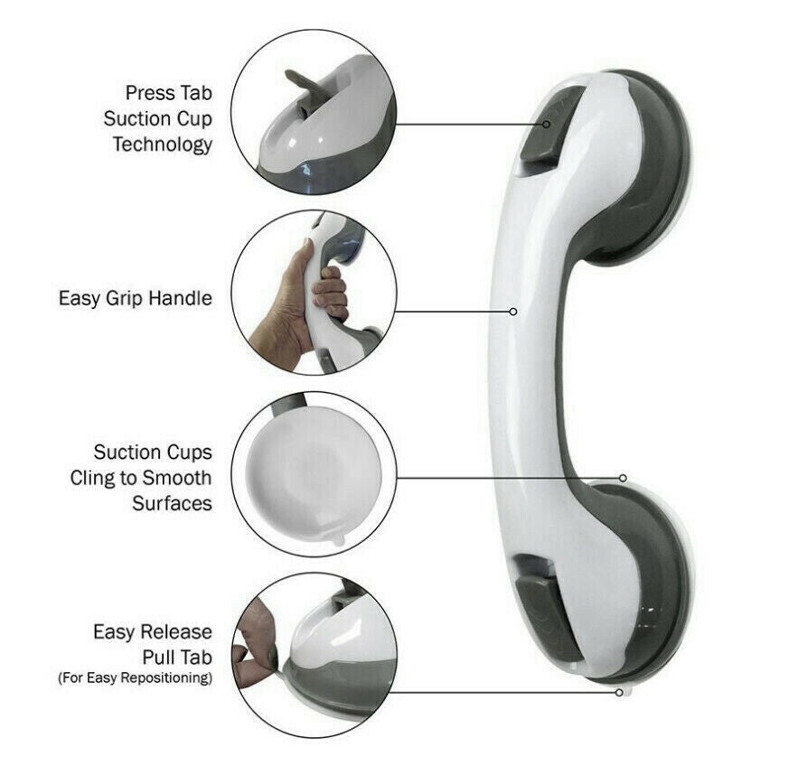 Bathroom suction grab bar safety handle – 11.42x3.54x2.95 inch size