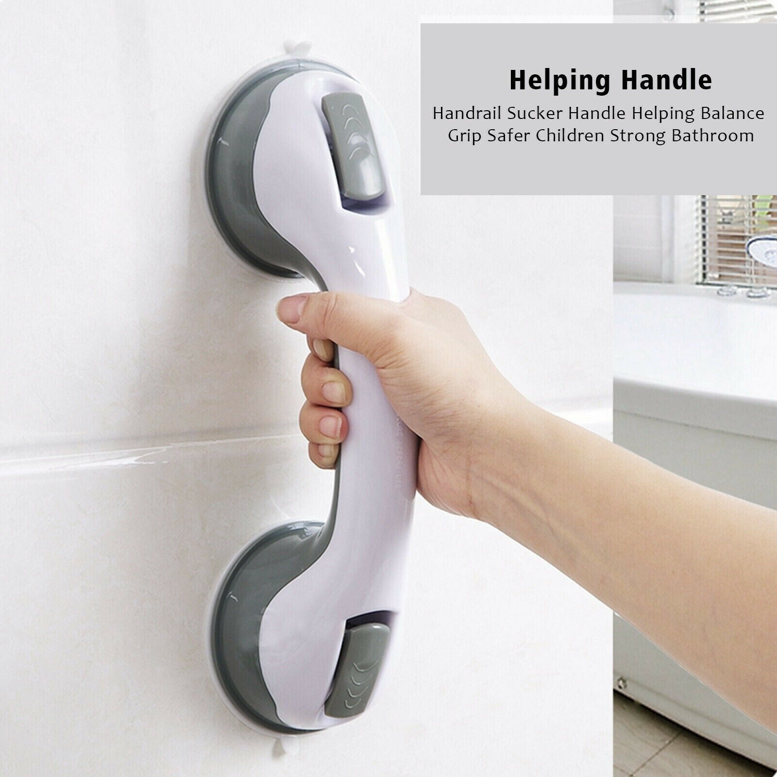 Bathroom suction grab bar safety handle – tile glass acrylic surface use