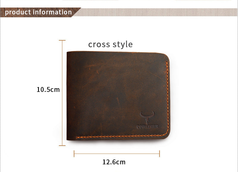 Retro short wallet for men – vertical square compact slim design