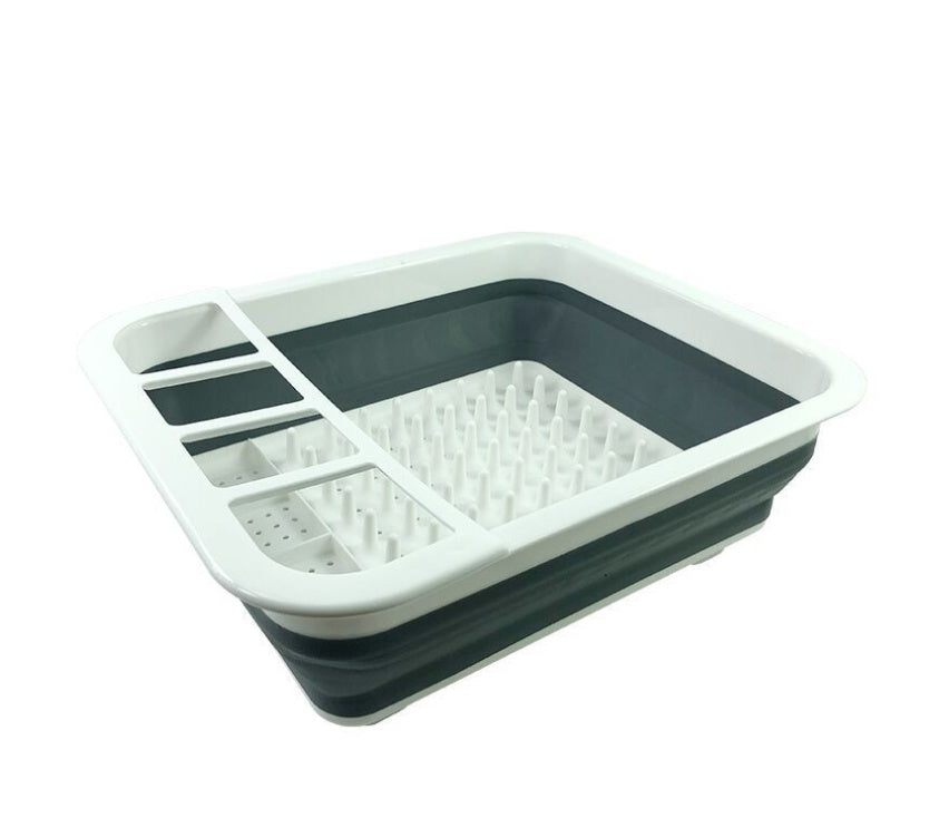 Folding kitchen dish drying rack – flexible collapse flat countertop save