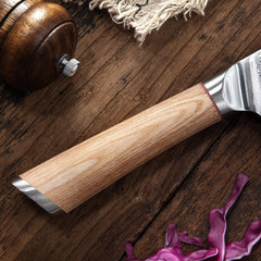 Damascus kitchen knife set – V gold special steel core close-up
