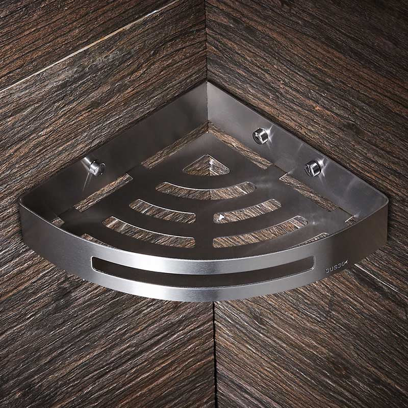 Stainless steel bathroom corner shelf – smooth polished surface treatment