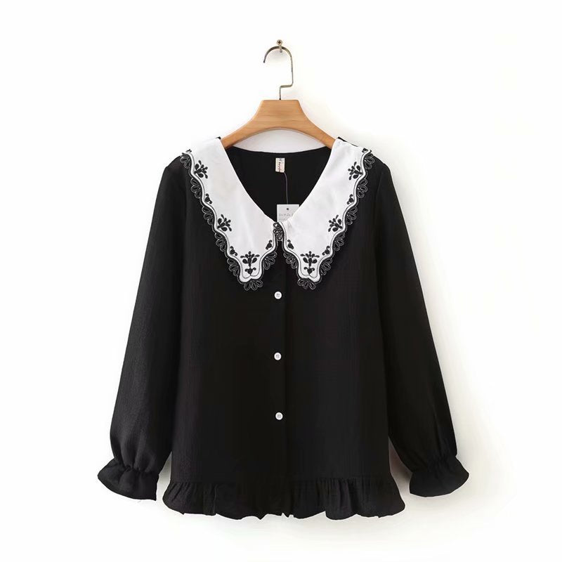 Women's Blouse With Fat And Western Style Long-sleeved Shirt