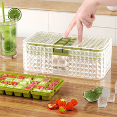 Silicone ice cube tray with lid – BPA free 32 64 96 grid storage front view