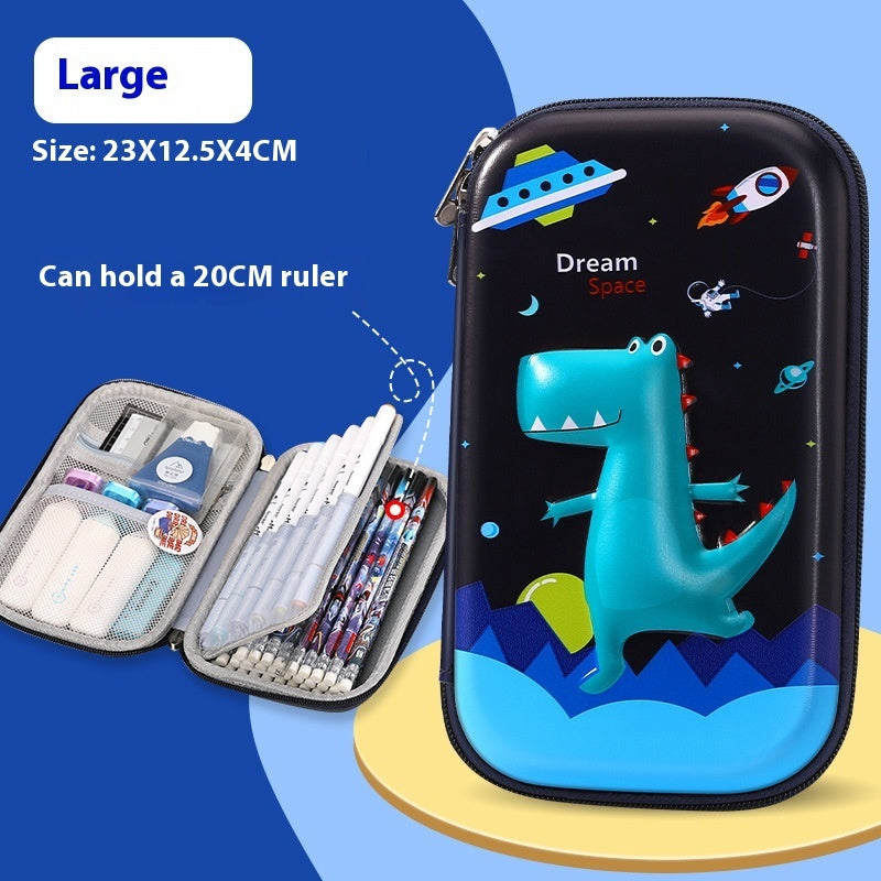 Kids pencil case large capacity – synthetic leather lining close-up