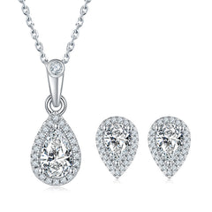 925 Silver Clavicle Chain Earrings Love Heart Suit