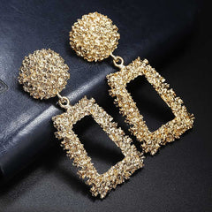 Metal earrings embossed floral earrings