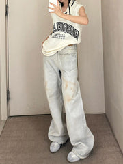 American Retro Plus Size Stitching Jeans For Women