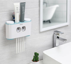 Toothbrush holder set wall mounted family – green grey pink blue colors
